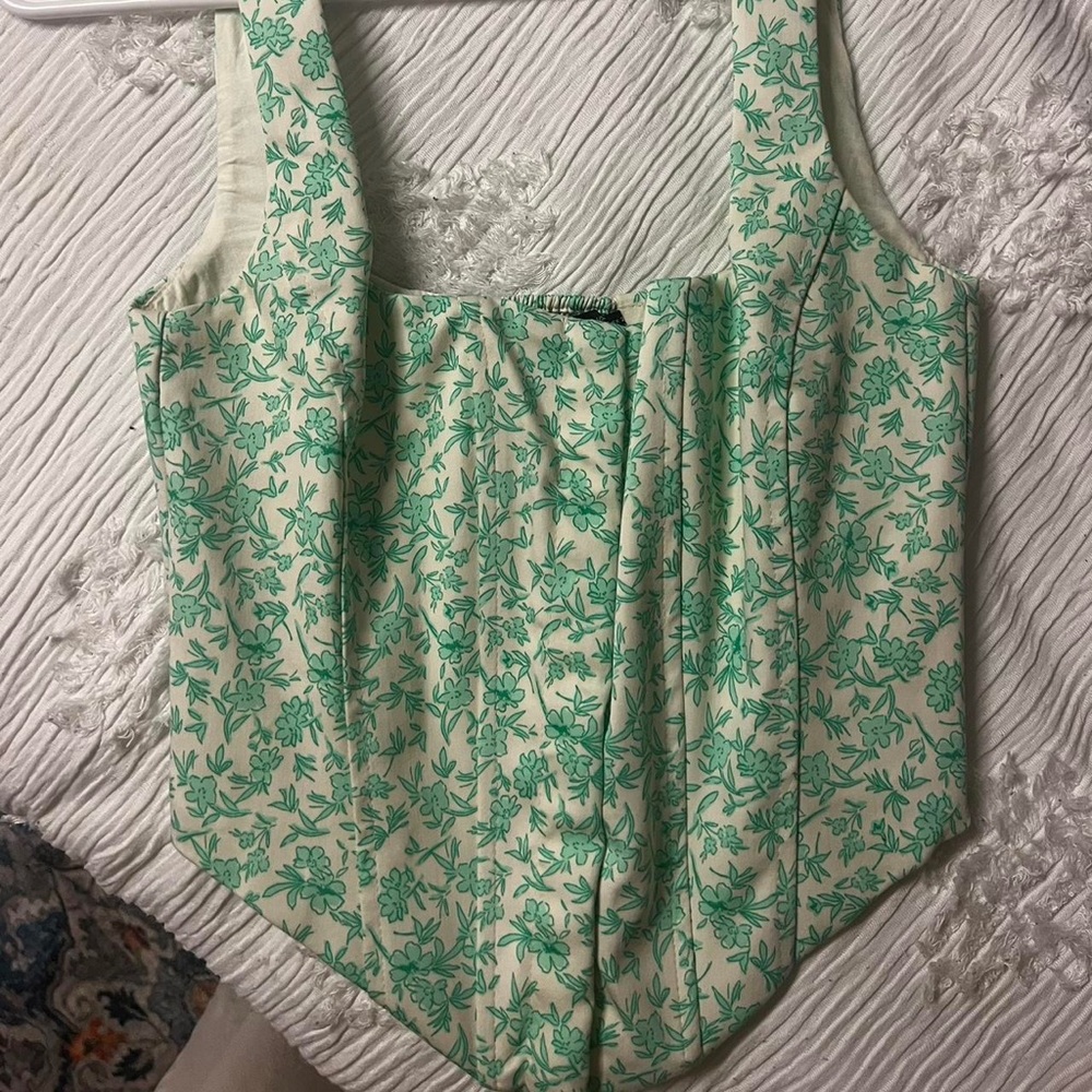 Zara Green Floral Corset Top